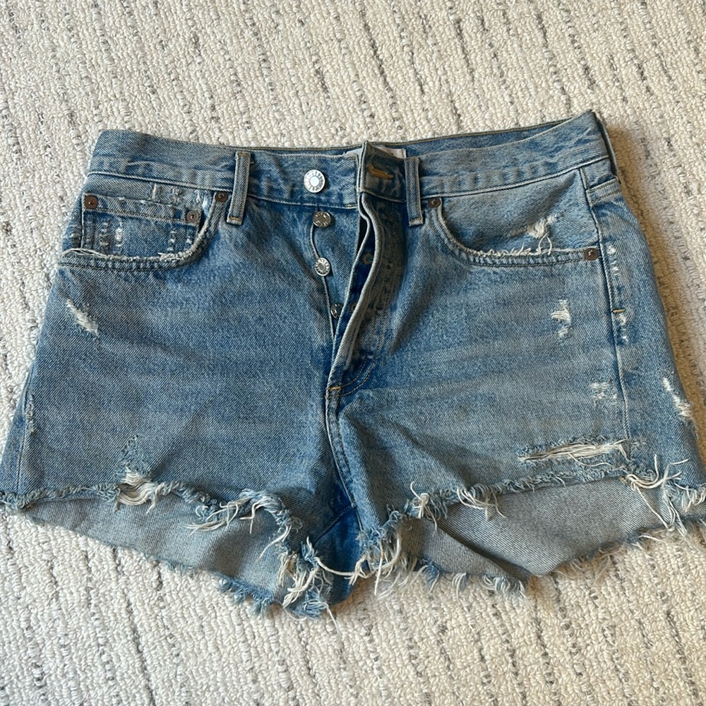 High waisted denim shorts